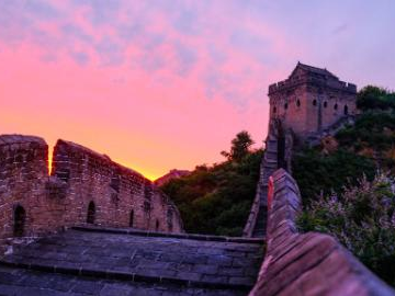 View of Jinshanling section of Great Wall at sunrise in Hebei, N China
