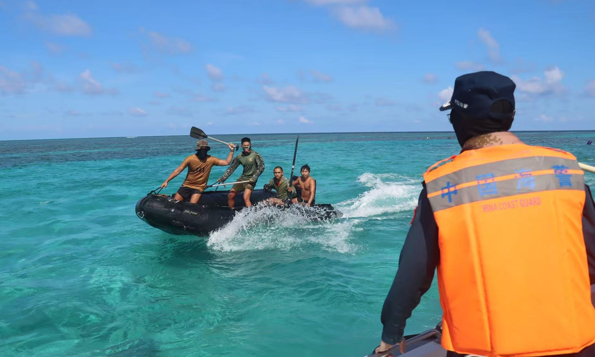 Philippine military personnel deliberately provoke CCG law enforcement officers. Photo: courtesy of CCG