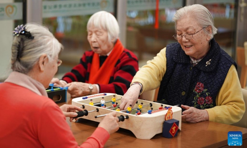 Elderly residents play games at a senior care center in Beijing, capital of China, Feb. 10, 2026. Photo: Xinhua