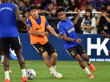 Training session held before pre-season friendly football match between Chelsea, Juventus