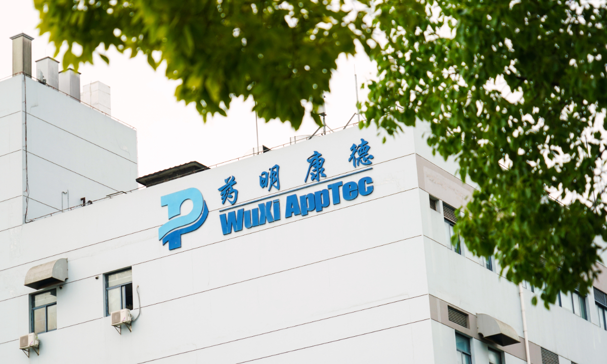 A photo shows WuXi AppTec in the Waigaoqiao Bonded Area of the Shanghai Free Trade Zone. Photo: VCG