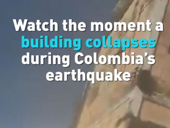 Watch the moment a building collapses during Colombia's earthquake