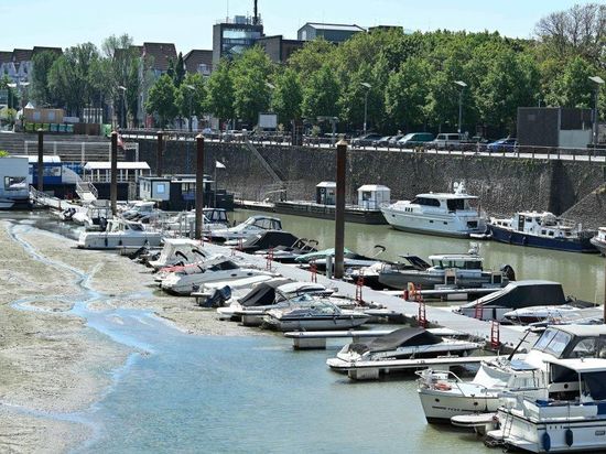 Persistent drought causes water levels to fall along several sections of Rhine River in Germany