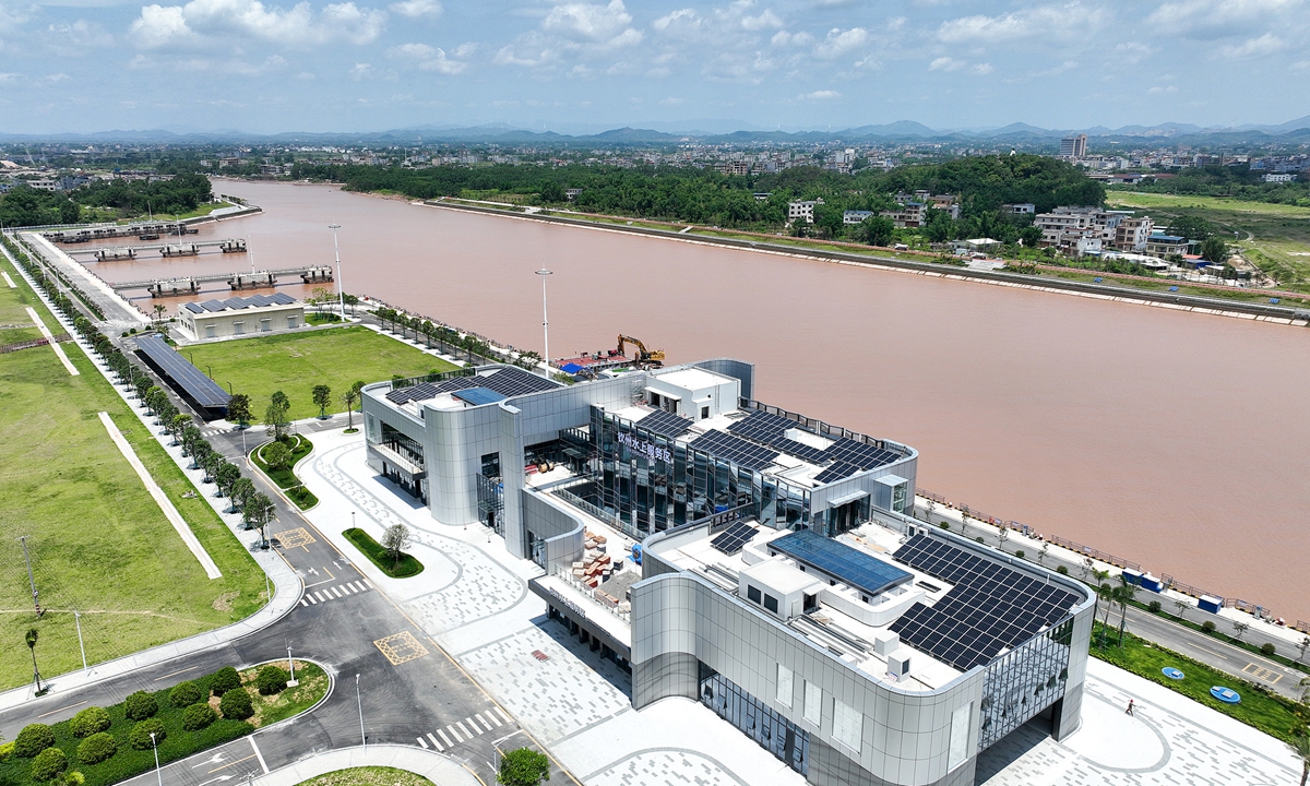 A service area along the nearly completed Pinglu Canal in Qinzhou, South China's Guangxi Zhuang Autonomous Region, on June 3, 2026. Photo: VCG