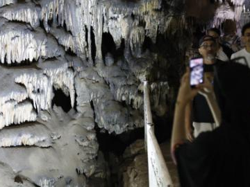 People visit Beni Add caves in Tlemcen, Algeria