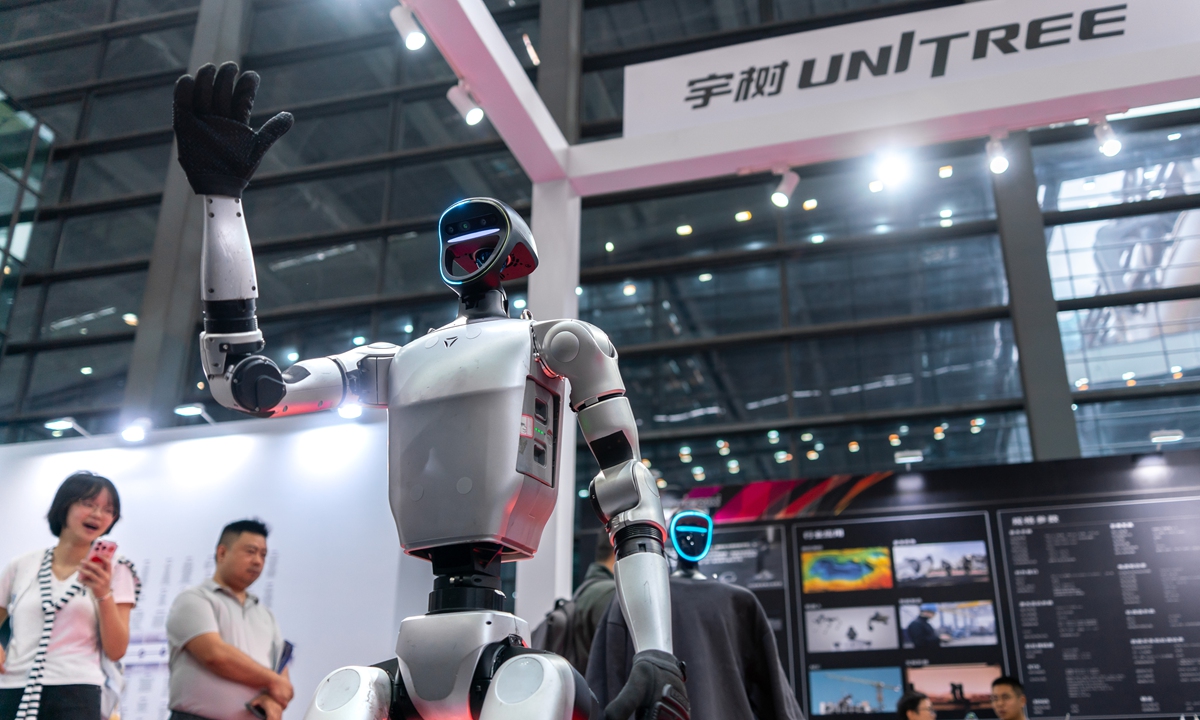 Unitree Robotics' humanoid robot is displayed at the 14th China Information Technology Expo in Shenzhen, South China's Guangdong Province, on April 10, 2026. Photo: VCG