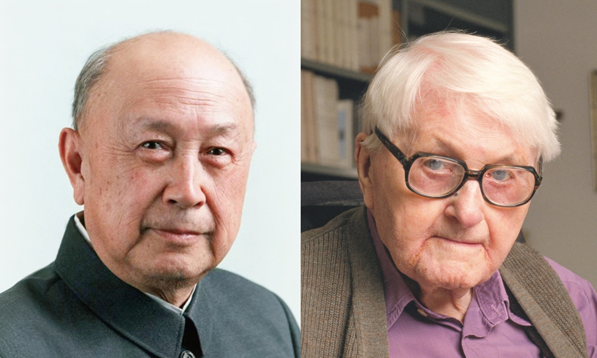 Left: Qian Xuesen (1911-2009), and Joseph Needham (1900-1995). Photos: Xinhua and VCG
