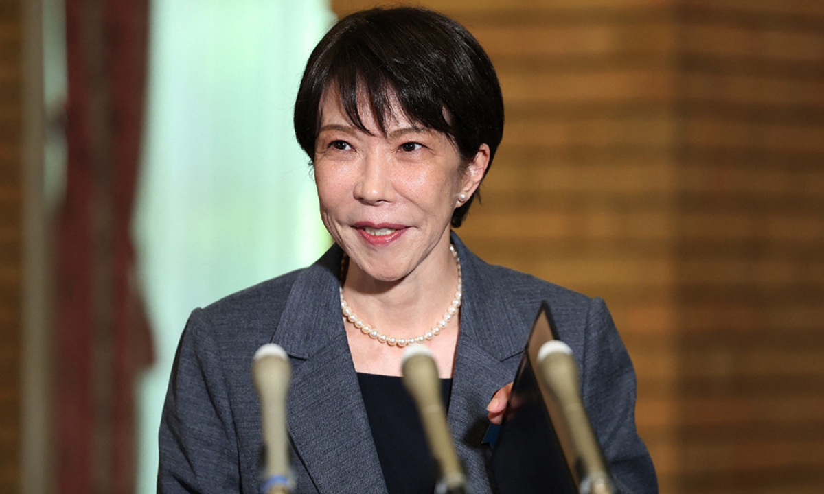 Japanese Prime Minister Sanae Takaichi speaks to reporters ahead of her departure for a tour of Europe at the Prime Minister's Official Residence in Tokyo on June 13, 2026. Photo: VCG