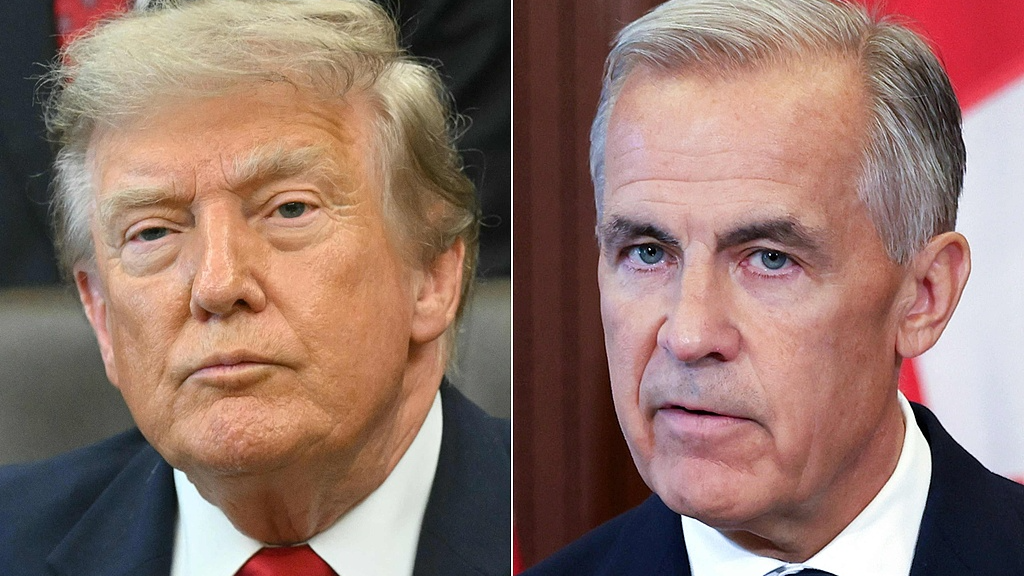 A combined photo of US President Donald Trump and Canadian Prime Minister Mark Carney. /VCG