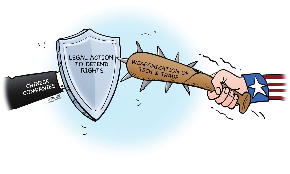 Chinese companies defend themselves against US weaponization of tech and trade. Illustration: Chen Xia/GT