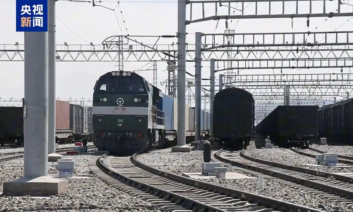 A China-Europe and China-Central Asia freight train Photo: CCTV News