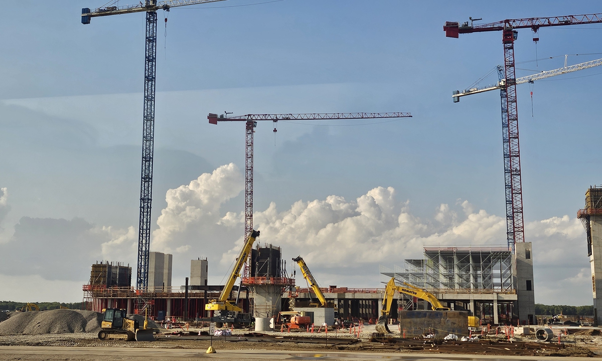 A view of the construction site for South Korean memory-chip maker SK Hynix's new semiconductor facility in West Lafayette, Indiana, US, on August 28, 2026. Photo: VCG