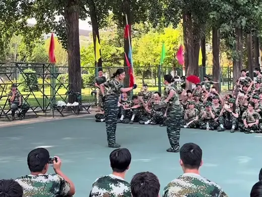 Freshmen showcase martial charms during military training