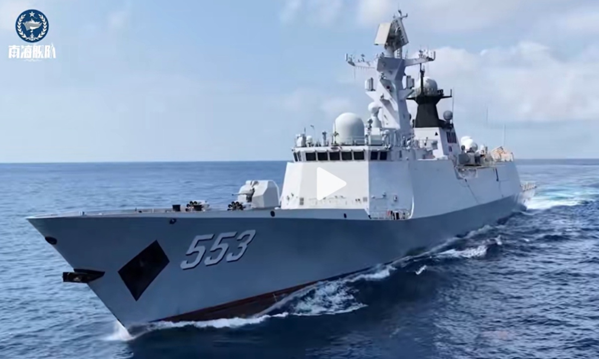 The Type 054A guided-missile frigate Dali (Hull 553) Photo: Screenshot from PLA Navy's South Sea Fleet WeChat account