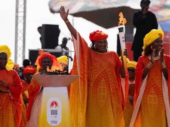 Olympic flame arrives in Senegal for the first Olympic event to be held in Africa