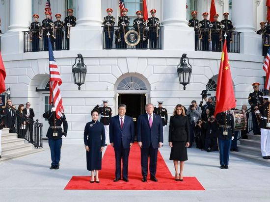Xi attends welcome ceremony held by Trump