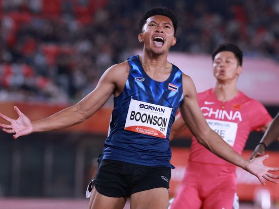 Thailand's Puripol Boonson wins men's 100m in 9.90s at Asian Games