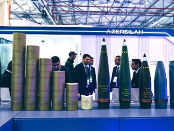 People visit Azerbaijan International Defence Exhibition at Baku Expo Center