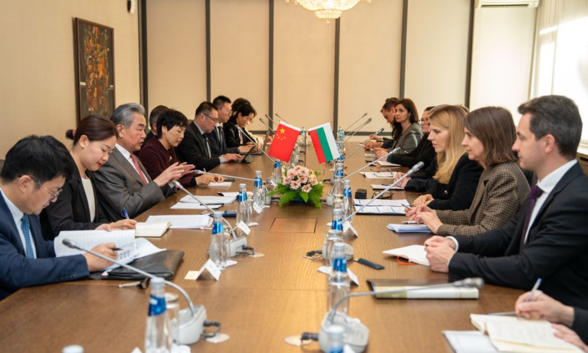 Chinese Foreign Minister Wang Yi, also a member of the Political Bureau of the Communist Party of China Central Committee, holds talks with Bulgarian Foreign Minister Velislava Petrova, in Sofia, Bulgaria, on October 19, 2026. Photo: Xinhua