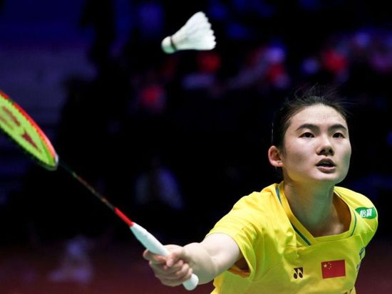 Women's singles match at French Open badminton tournament