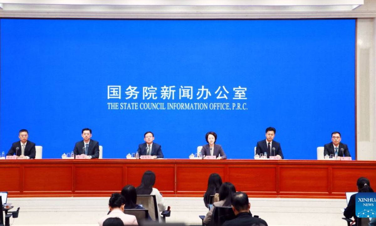 The State Council Information Office (SCIO) holds a press conference on advancing high-quality development of commerce during the 15th Five-Year Plan period (2026-2030), in Beijing, capital of China, Oct. 22, 2026. (Xinhua/Pan Xu)