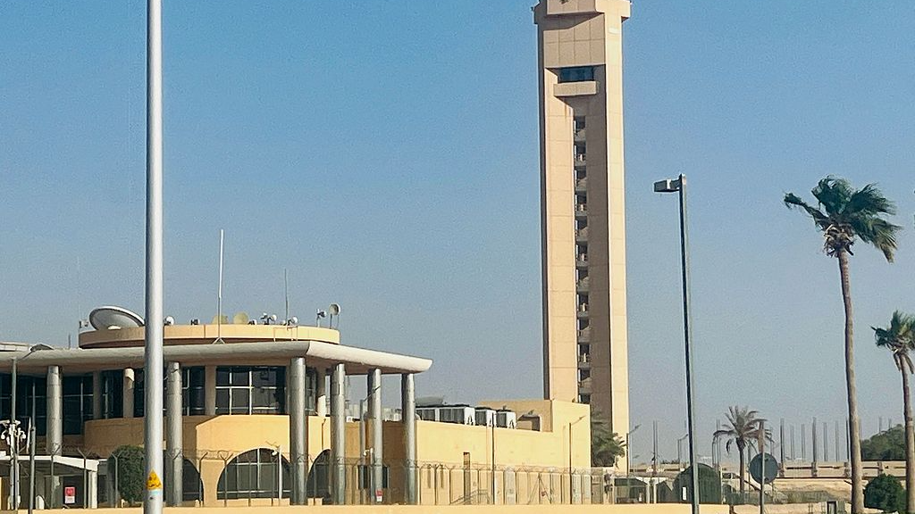 An air traffic control tower is seen at King Khalid International Airport in Riyadh, Saudi Arabia. /VCG