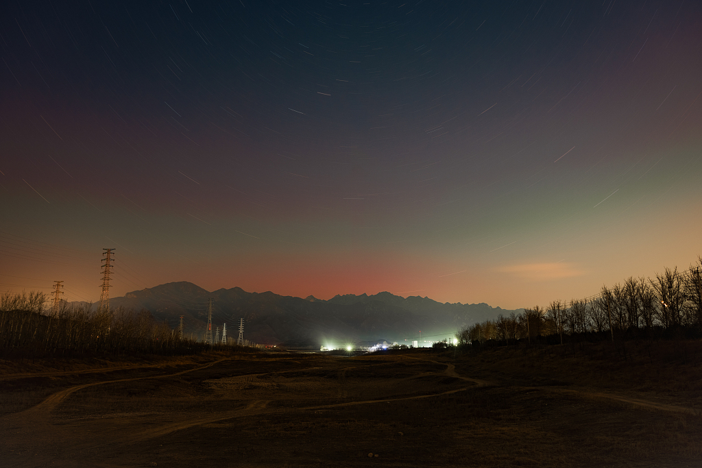 The aurora is spotted on the outskirts of Beijing on December 1, 2023. /CFP