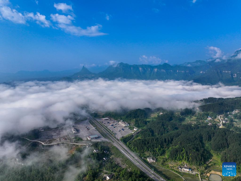 Scenery of sea of clouds at Jinfo Mountain, SW China