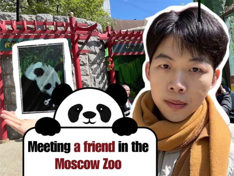Meeting a friend in the Moscow Zoo