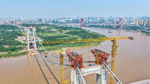 In pics: construction site of Huangjuetuo Yangtze River Bridge in China's Chongqing