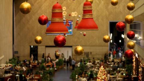 People enjoy Christmas atmosphere at Beirut Souks in Lebanon