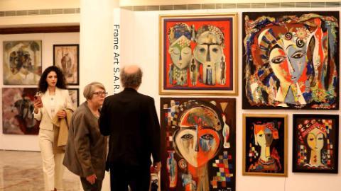 People visit Arab Art Fair in Beirut, Lebanon
