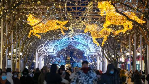 Tourists visit Central Street in Harbin, China's Heilongjiang