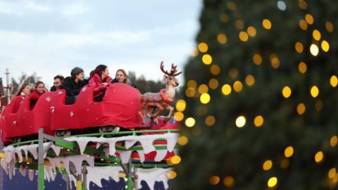 Urban park in Rome filled with festive atmosphere ahead of Christmas