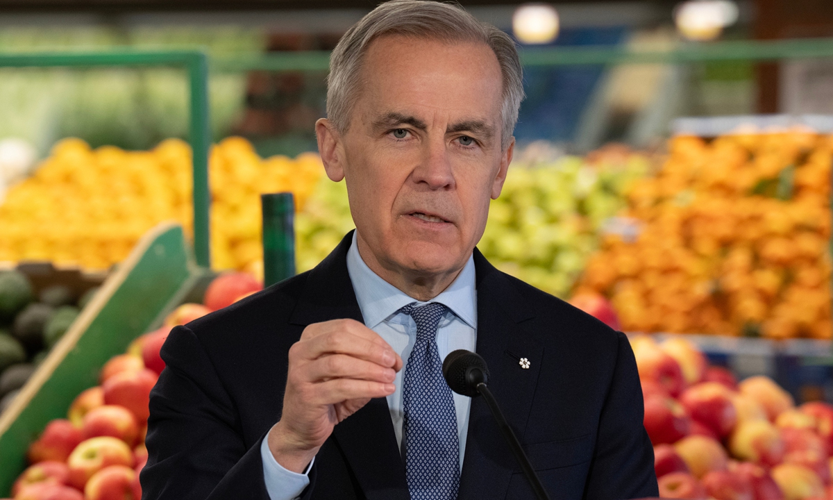 Canadian Prime Minister Mark Carney speaks at an event at a grocery store in Ottawa on January 26, 2026. Photo: VCG