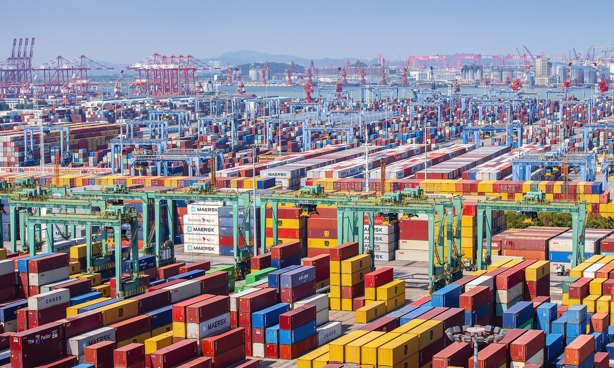 The Guangzhou Port in Guangzhou, South China's Guangdong Province, which opened a direct route to Peru's Chancay Port on April 29, 2025 Photo: VCG