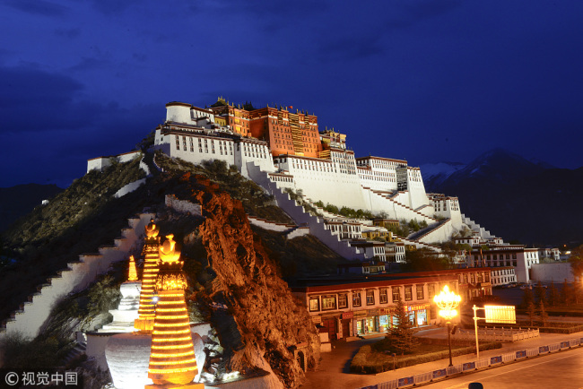 Night view of the Potala Palace. [File photo: VCG]