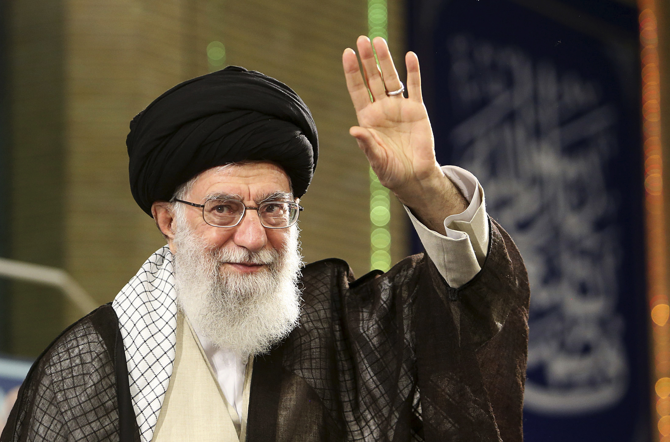 Iran's Supreme Leader Ayatollah Ali Khamenei waves to the crowd during his meeting with a group of labors in Tehran, Iran, Monday, April 30, 2018. [Photo: AP]