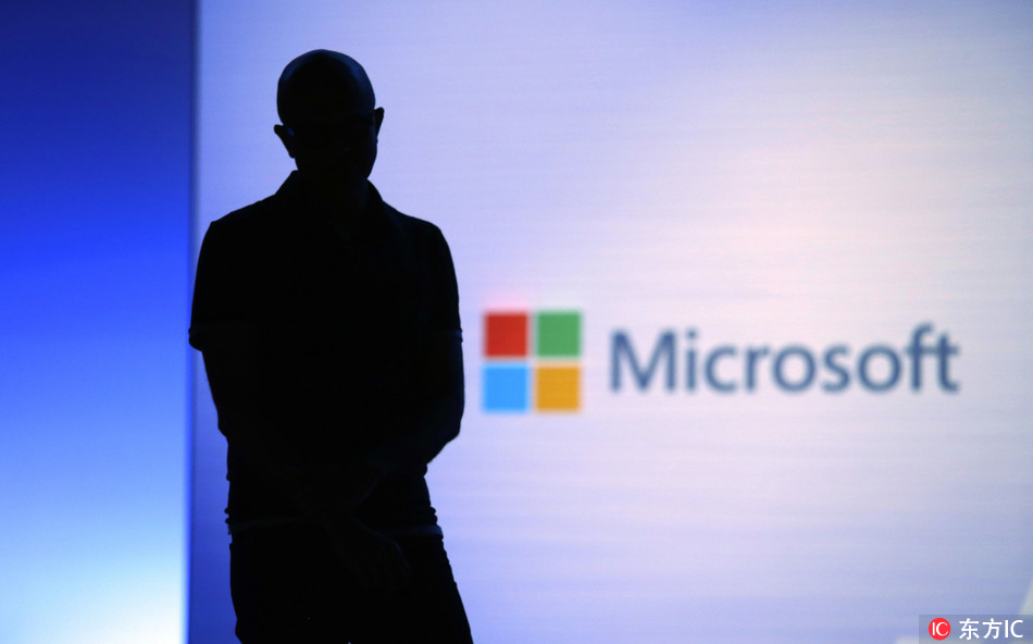 In this May 7, 2018, file . Microsoft CEO Satya Nadella looks on during a video as he delivers the keynote address at Build, the company's annual conference for software developers in Seattle. [File Photo: IC]