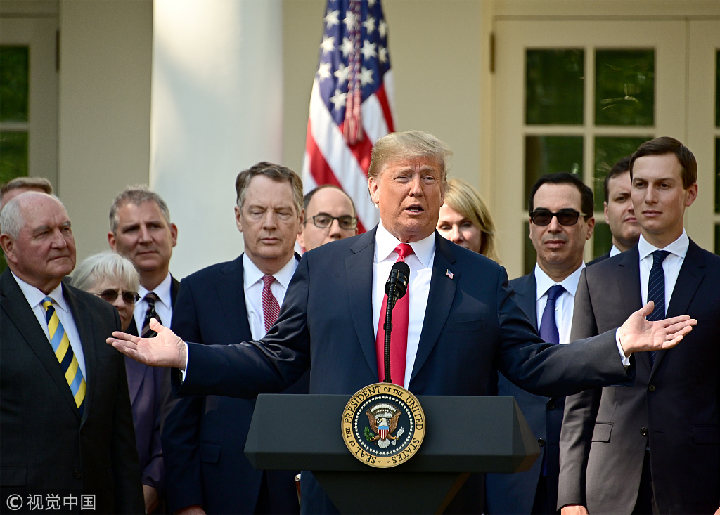 United States President Donald J. Trump delivers remarks on the United States Mexico Canada Agreement (USMCA) in the Rose Garden of the White House in Washington, DC on Monday, October 1, 2018. [File photo: CNP/MEGA/Ron Sachs]