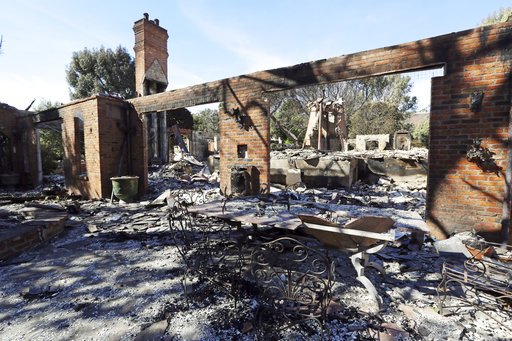 The Malibu, Calif., villa of German TV presenter Thomas Gottschalk lies in ruins Tuesday, Nov. 13, 3018. [Photo: AP]
