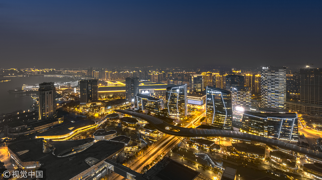A night-time scene of the China–Singapore Suzhou Industrial Park. [Photo: VCG]