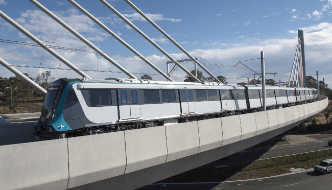 Australia's first driverless passenger train during a test on the Windsor Road Bridge in Sydney, New South Wales, Australia, July 18, 2018. [Photo: IC]