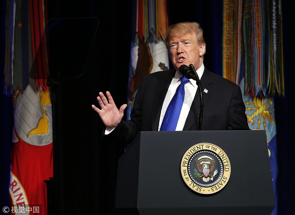 U.S. President Donald J. Trump speaks during a Missile Defense Review announcement on January 17, 2019 at the Pentagon, in Arlington, Virginia. [Photo: VCG]