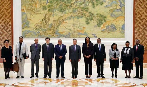 Chinese State Councilor and Foreign Minister Wang Yi meets with representatives from Caribbean countries that have diplomatic ties with China on Thursday in Beijing, February 21, 2019. [Photo: fmprc.gov.cn]